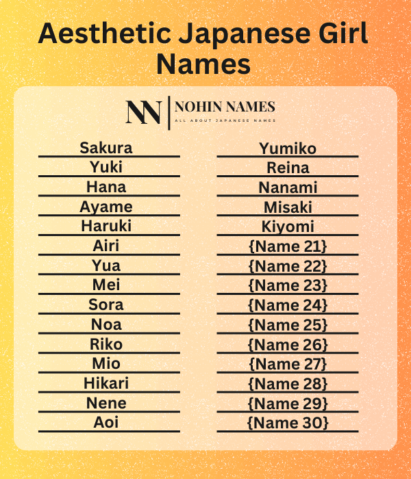 Aesthetic Japanese Girl Names