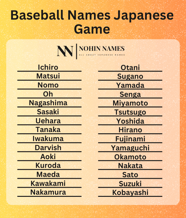 Baseball Names Japanese Game