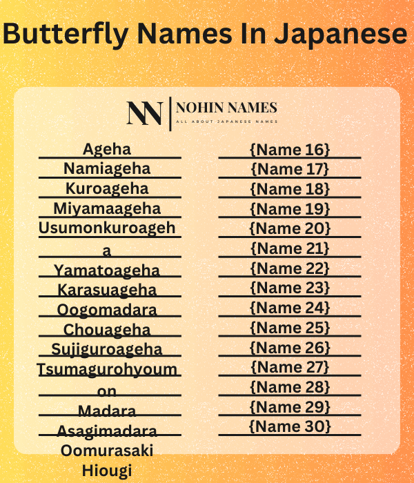 Butterfly Names In Japanese