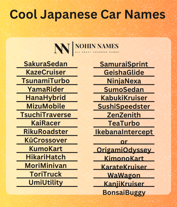 Cool Japanese Car Names