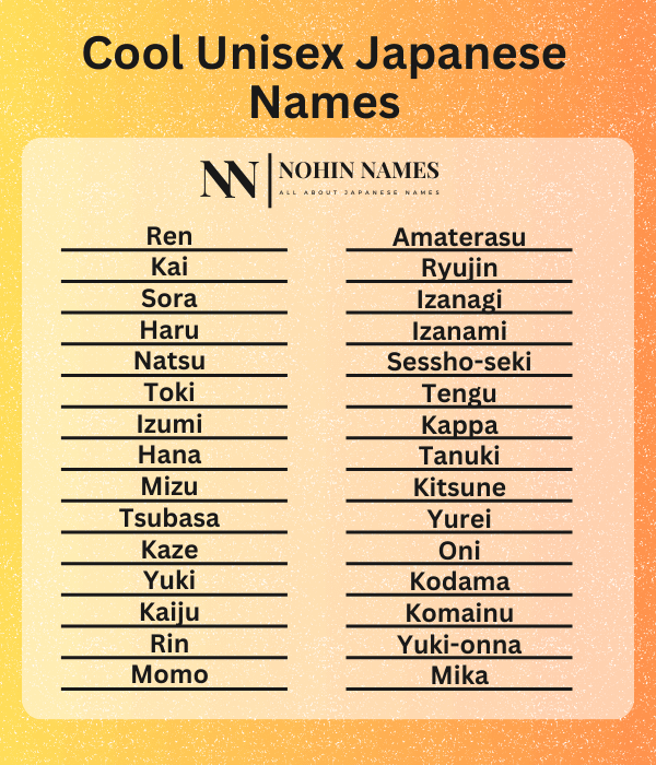 Cool Unisex Japanese Names