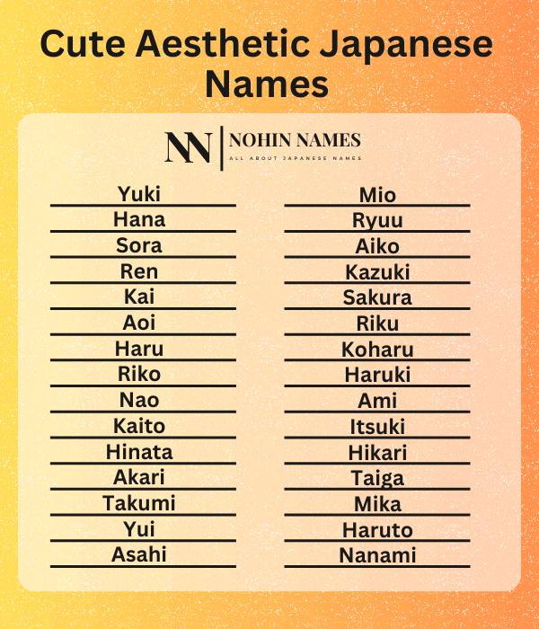 Cute Aesthetic Japanese Names