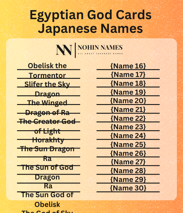 Egyptian God Cards Japanese Names