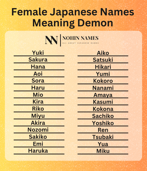 Female Japanese Names Meaning Demon