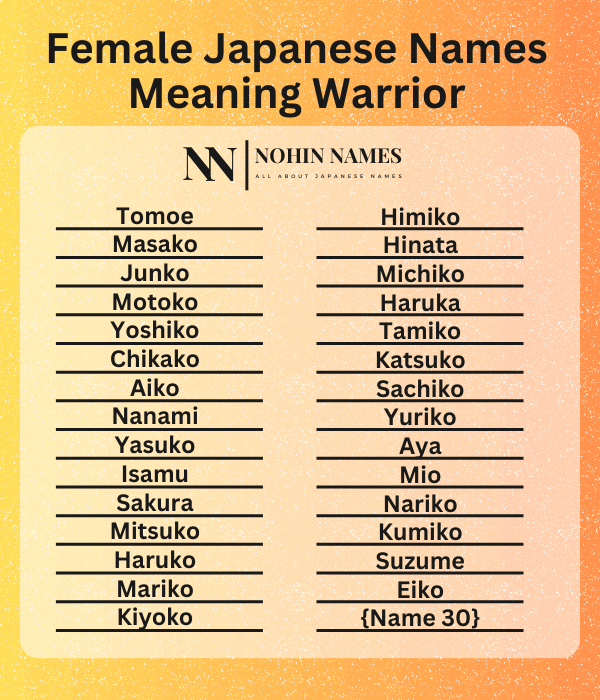 Female Japanese Names Meaning Warrior