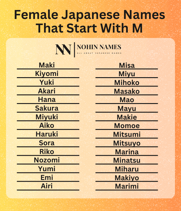 Female Japanese Names That Start With M