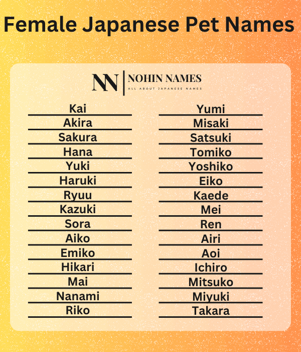 Female Japanese Pet Names